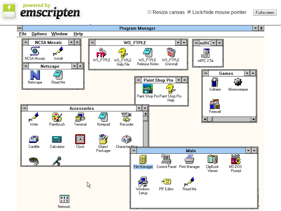 windows 95 emulator working internet