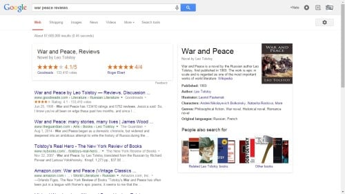 google book review search result